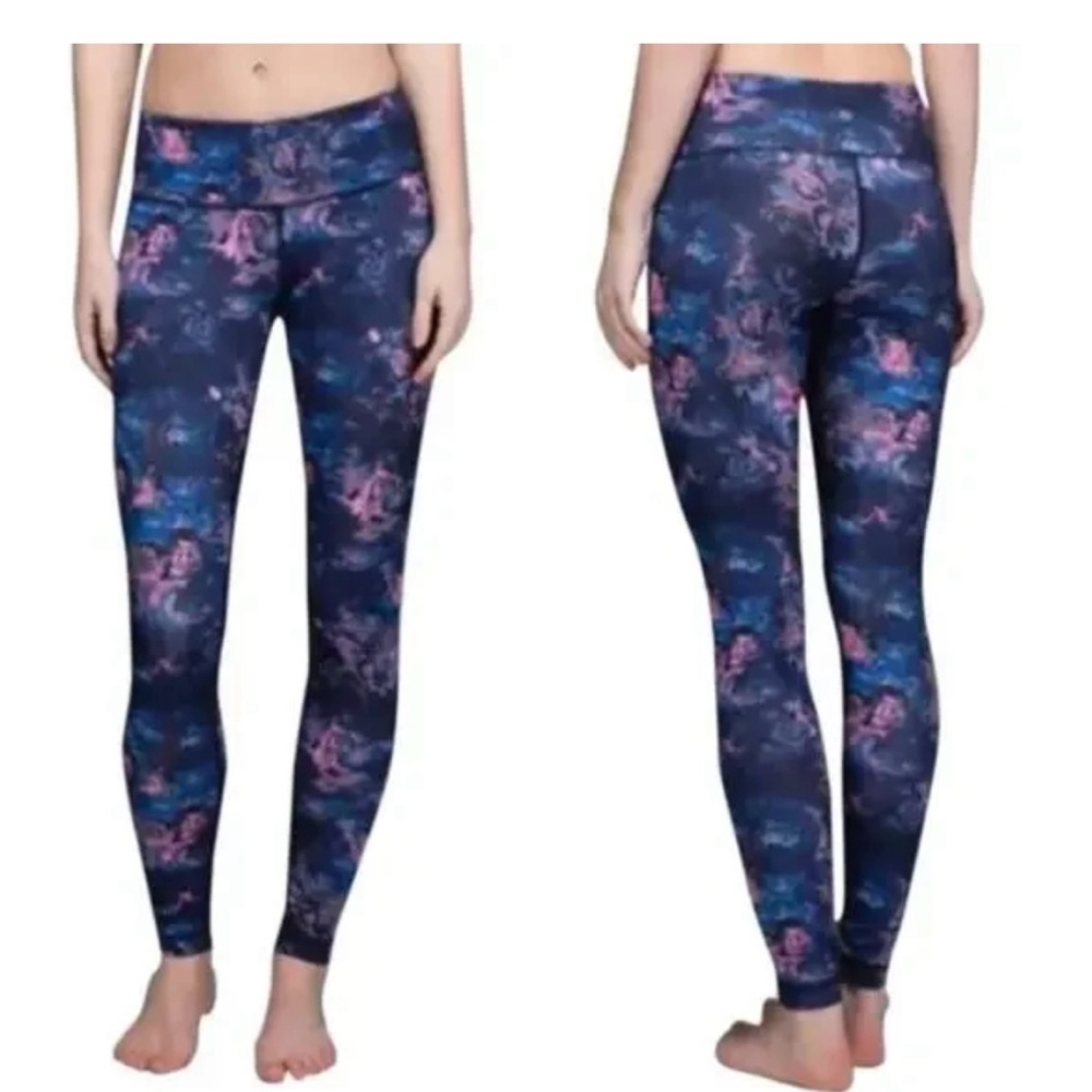 Lululemon Blue and Pink Moody Mirage Floral Leggings